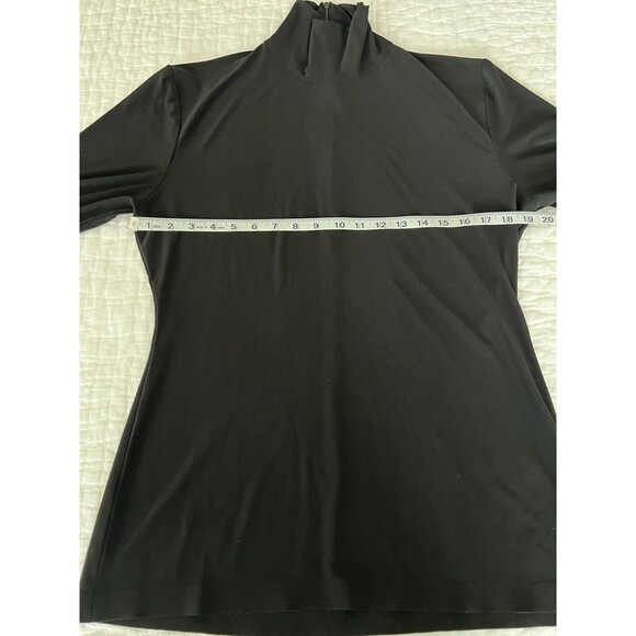 Norman Kamali Black Short Sleeve Mock Neck Blouse Sz XL EUC - Picture 5 of 8